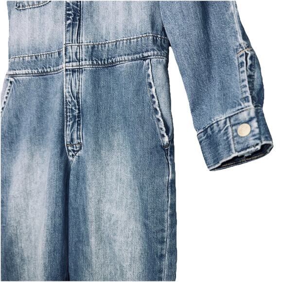 Lee Union Alls Jumpsuit Sz Small Blue Light Denim Modern Retro Overalls Utility - Picture 5 of 11